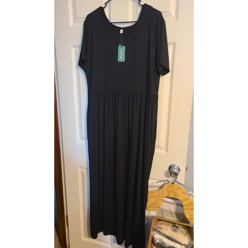 June Fish Maxi Dress Size 2XL Black